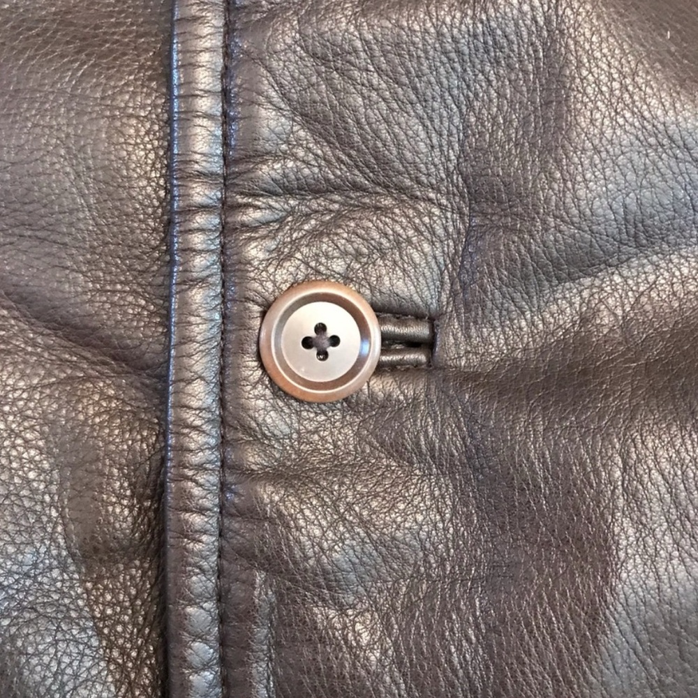 Gap Brown Leather Jacket Coat Adult Size Small Insulated Quilted Lining Mens - Picture 9 of 13